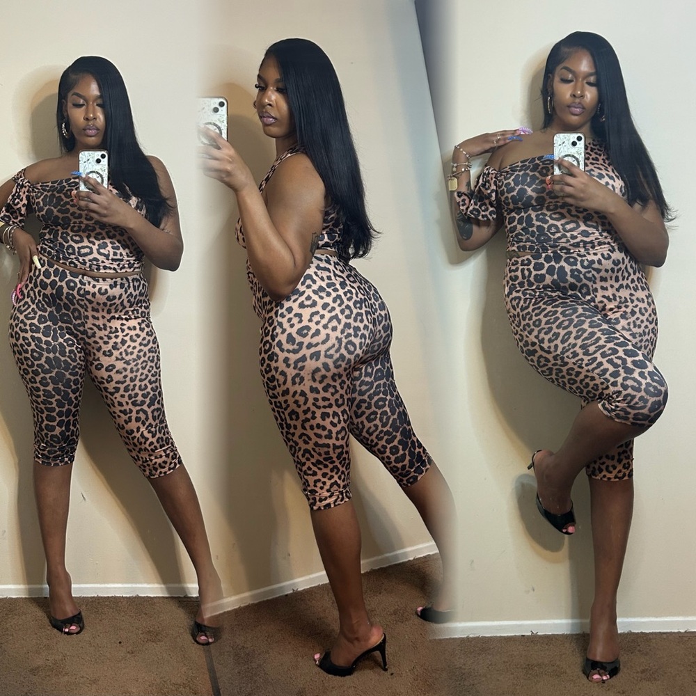 Cheetah Print Two Piece Ser